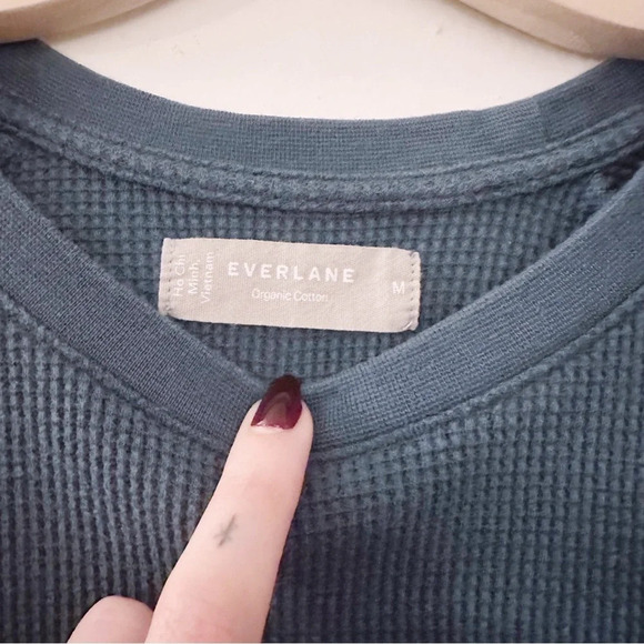 Everlane The Waffle Tee Kingfisher Blue Tshirt Short Sleeve Top Organic Cotton - Picture 3 of 7
